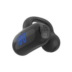 Enhanced Title: Bone Conduction Open Earclips Wireless Waterproof Sports Earbud with Digital Display & Mic (Black)