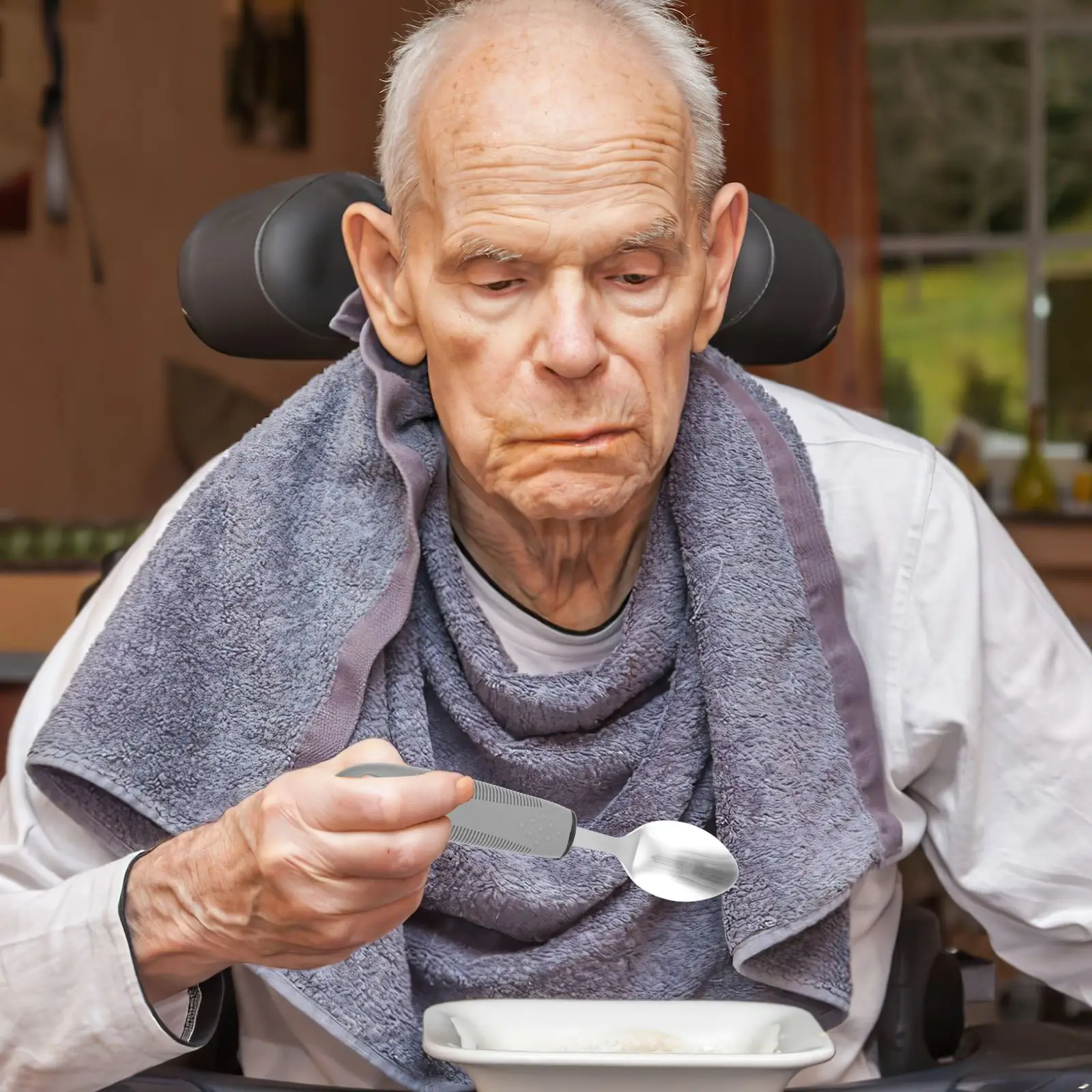 Elderly Utensils Adaptive Built Cutlery Up Bendable Spoon Handicapped People Fork Elderly set Parkinsons Non Handle Silverware feeding spoon