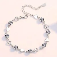 Luxury 925 Sterling Silver Heart Zircon Bracelet for Women Korean Fashion Sweet Cool Hollow Heart Bracelets Party Jewelry Gifts