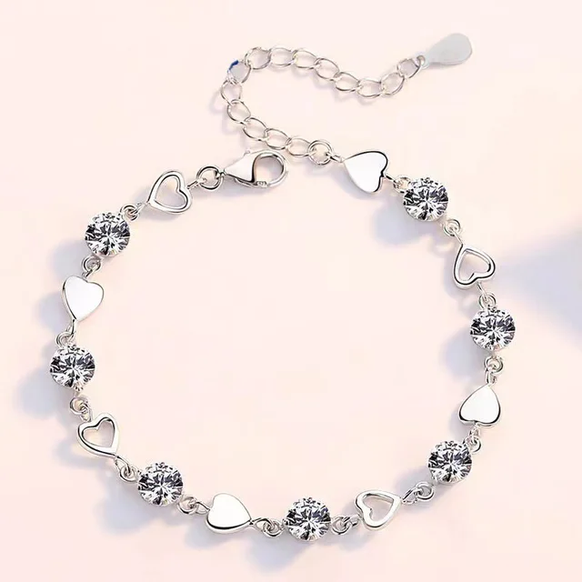 Luxury 925 Sterling Silver Heart Zircon Bracelet for Women Korean Fashion Sweet Cool Hollow Heart Bracelets Party Jewelry Gifts
