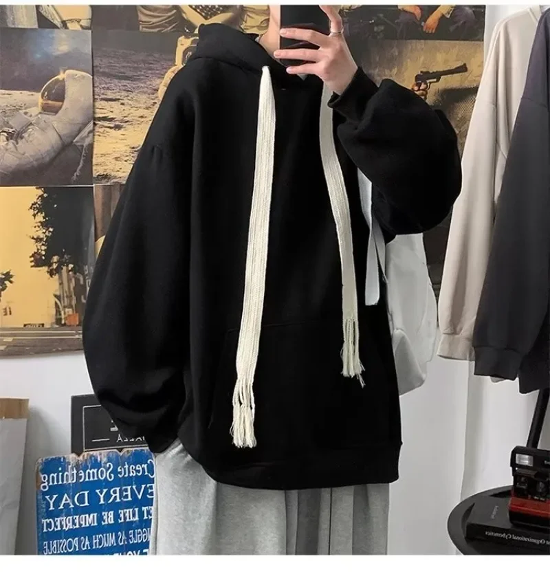 Oversize Y2K Streetwear Hoodies Harajuku Men's Casual Loose Woman Hooded Drawstring Sweatshirt Pullover Sudadera Mujer Chemise