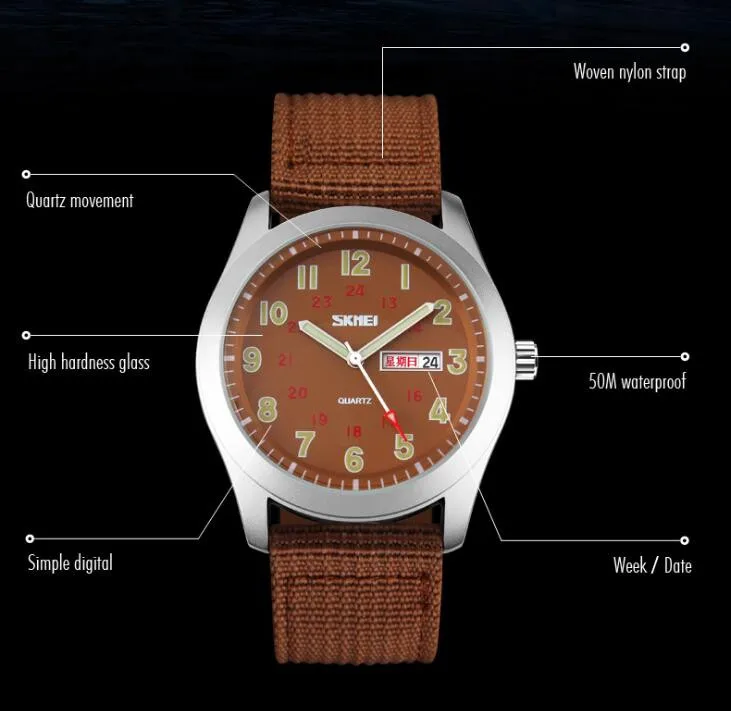 Sports Watch for Men High Quality Boys Student Quartz Wristwatch Luminous Clock Male Business Man Calendar Dial Display Watches