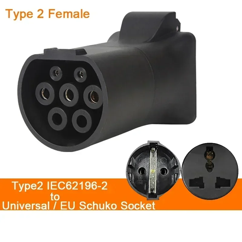 V2L Connector EV Charging Adapter V2L Discharger for Car Model 32A 7KW 1phase V2L TYPE 2 IEC62196-2 to 220V Universal EU Schuko Socket EV Car Discharger Adapter