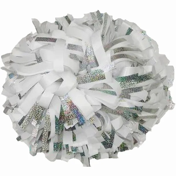 Cheerleader-Silver Laser Wire Sports Pompoms, Cheer Factory, Color Can Free Competition, Will Shine Surface, 6 ", 10 Pcs