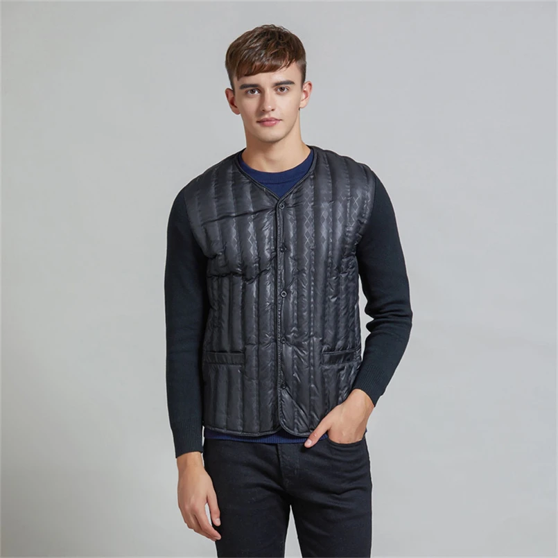 Men\'s Autumn Winter High-quality Warm Down Coat Male Long Sleeves Patchwork Coats Fashion Mens Slim Single Breasted Jacket