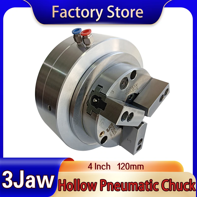 

3 Jaw Hollow pneumatic Lathe Chuck 4 Inch Front type Four-axis and five-axis chuck Rotatable machine tool lathe fixture