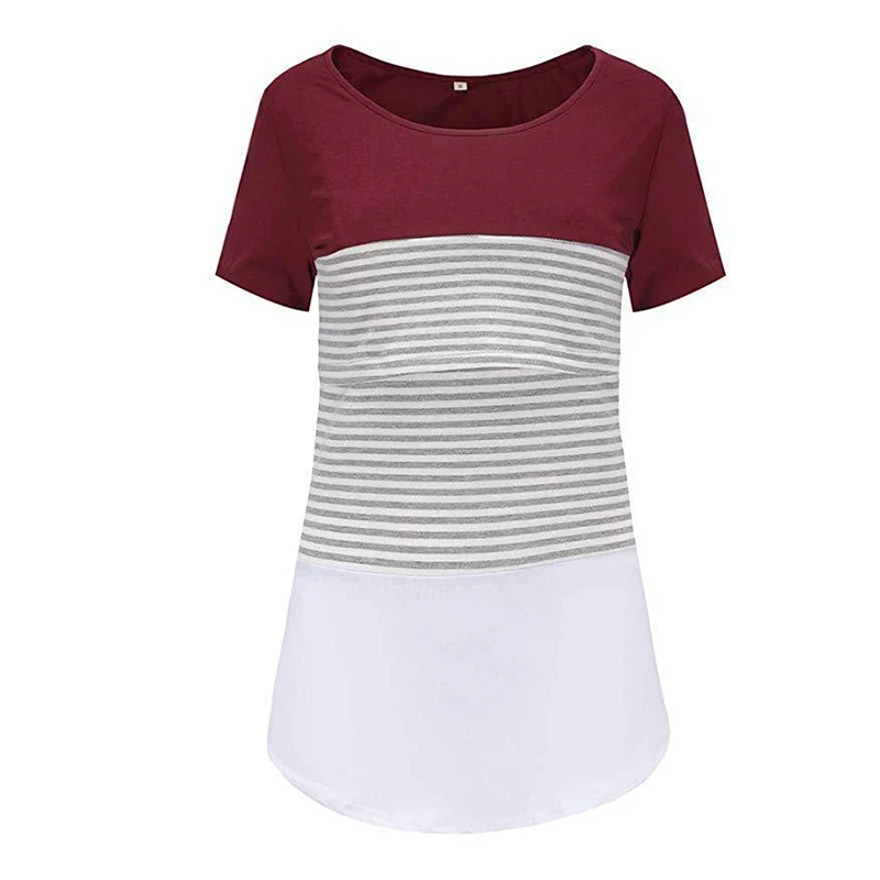 

New Summer Maternity Clothes Women Maternity Short Sleeve Casual Striped Nursing Tops T-shirt Breastfeeding Tops Pregnant Women