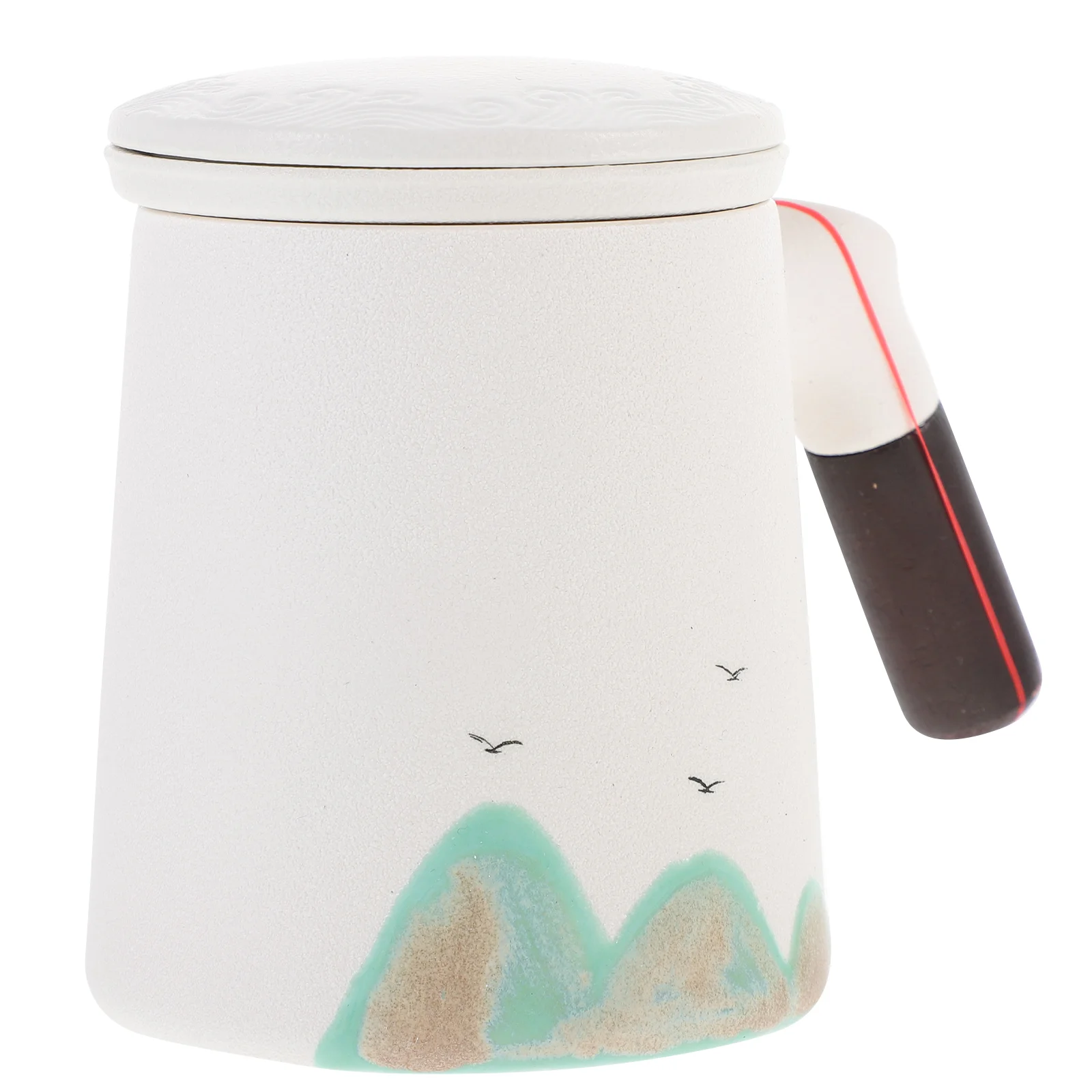 

Wooden Handle Tea Cup Mug Drinking Coffee Cups Business Small Water Ceramics with Infuser Mugs Office Filter
