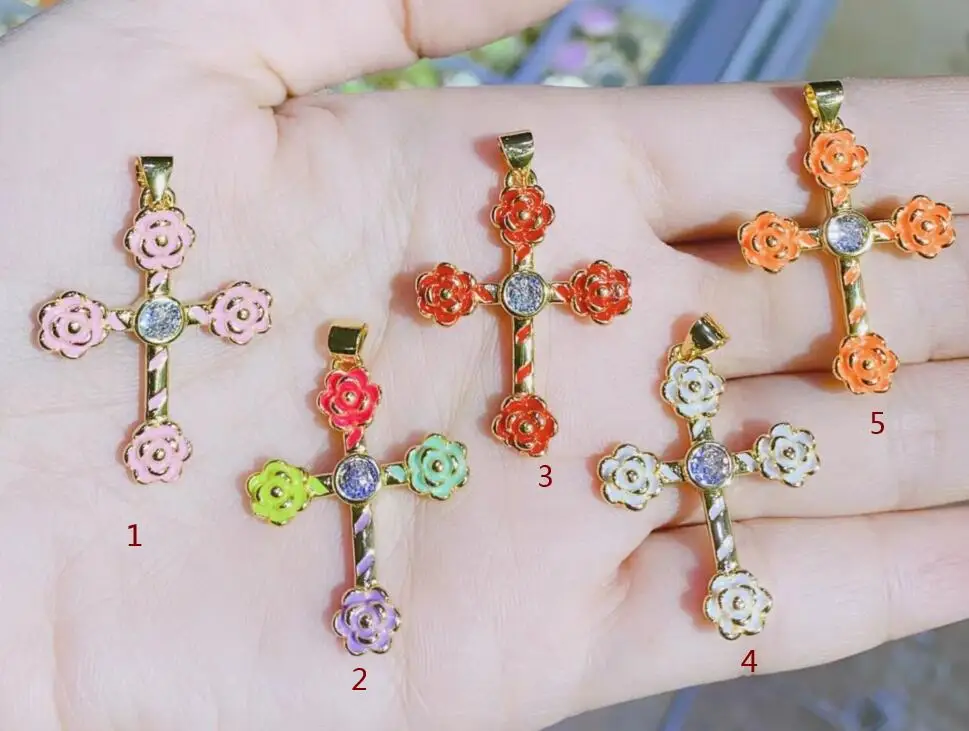 

1 шт. подвеска с капающим маслом и крестом для изготовления ювелирных изделий, позолоченное медное циркониевое ожерелье, очаровательные аксессуары dg4s