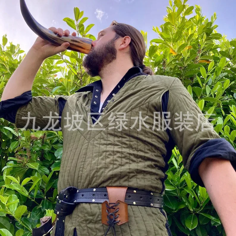 New Vintage Satchel Sword Holster Cowhorn Pendant Leather Holster Without Belt Party Halloween Performance Props