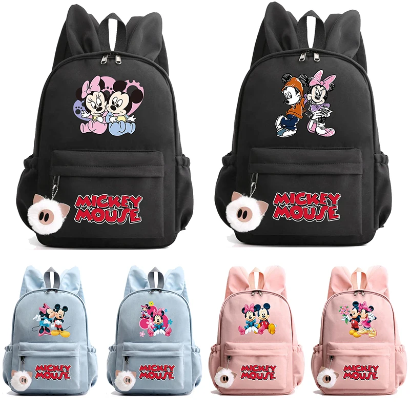 

Disney Mickey Mouse Backpack Teenager Girl Canvas Backpack Schoolbag Large Capacity Schoolbag Bookbag Rucksack Travel Bag