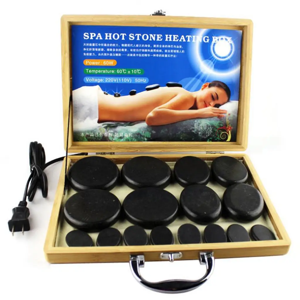 Spa Massage Hot Stone Heater, Professional Hot Stone Warmer Box Case, Portable Spa Rock Heating Device, Can Hold 16 Pcs Rocks