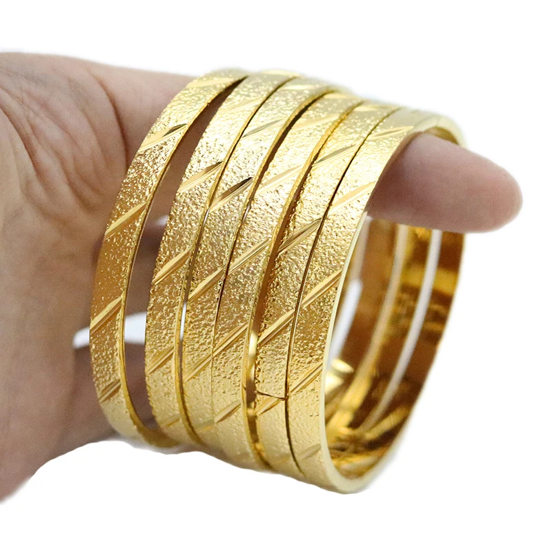 Designer Jewelry Gilded Copper Bracelet, Dubai Bride Ethiopian Wedding Twill Frosted Bracelet, Fashionable Party Gift