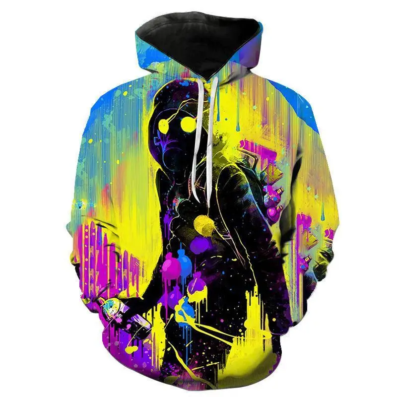 Men's Fashion Vintage Long Sleeves Hoodie Cartoon Pattern Street Social Casual Y2k Oversized Luxury Factory Harajuku Clothes