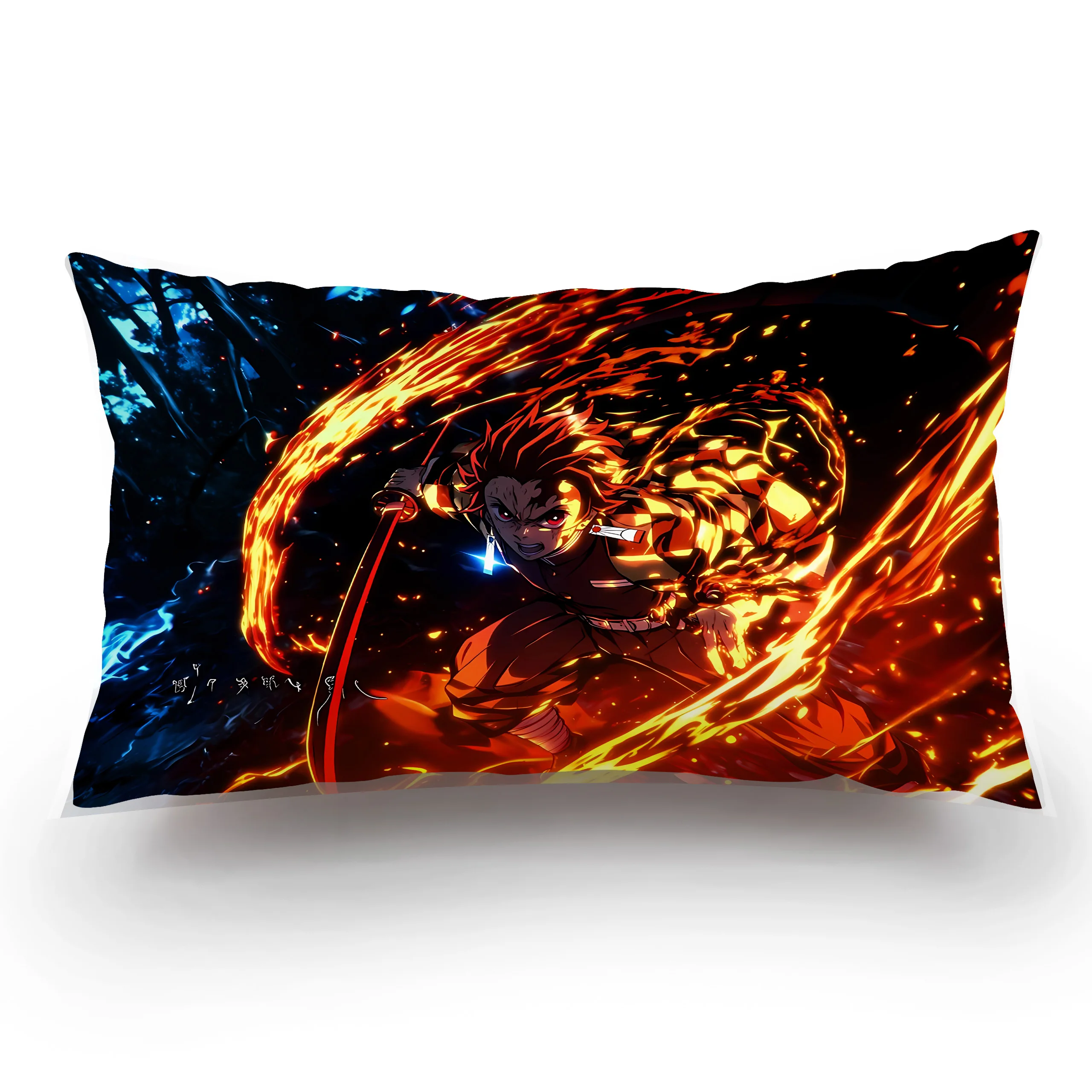 Hot Anime Comics Kimetsu Yaiba Pillow Covers Cartoon Sofa Decorative Home Double-sided Printing Short Plush Cute Cushion Cover 2
