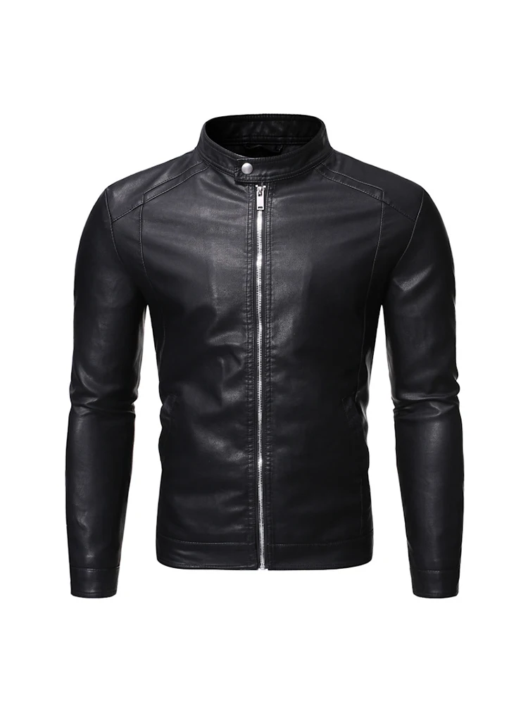 Men's PU Zipper Jackets Casual 5XL Mens Vintage Black  Faux Leather Motorcycle Jackets Fashion Jaqueta De Couro Masculina Male