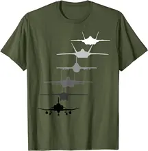 

USA Air Force Fighter Jets F-4 F-111 F-15 F-16 F-22 F-35 Men T-Shirt Short Casual 100% Cotton Shirts Mens Clothing