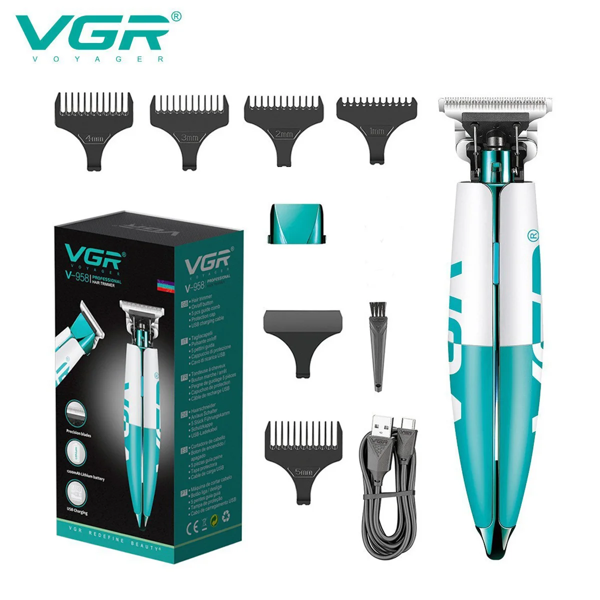 

VGR-Newest Professional Hair Clipper Men's Electric Shaver Hair Trimmer Machine Rechargeable Cordless Hair Cutting Machine