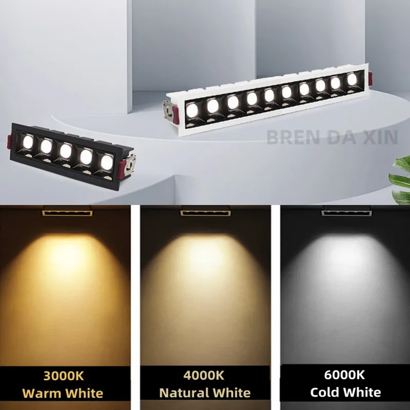 Dimmable LED downlight spot light anti-glare recessed Line light COB Ceiling Light 10W20W30WAC110V-220V lighting Creative bulblb led downlight recessed ceiling spotlight ceiling lamps