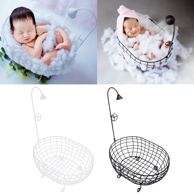 newborn-photography-props-safe-sturdy-iron-woven-baby-bathtub-for-photo