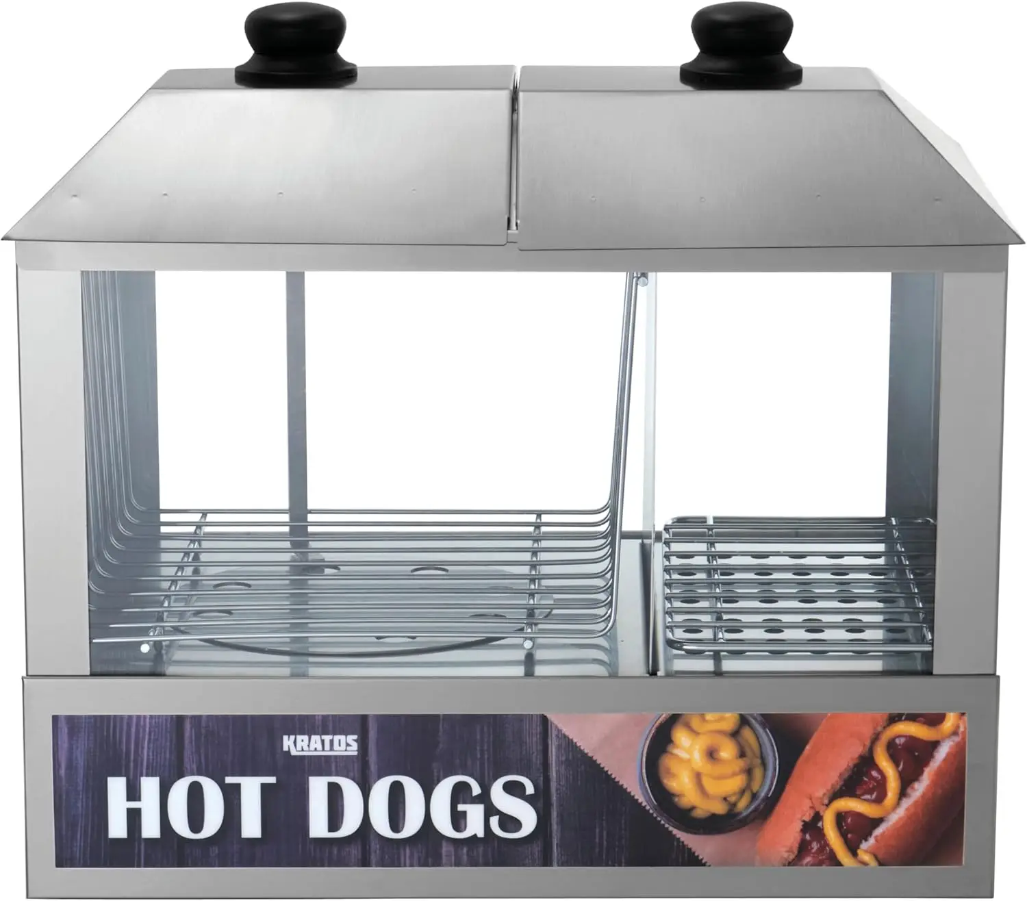 Countertop Electric Hot Dog Steamer, Commercial Hot Dog/Bun Merchandiser, Holds 100 Dogs and 48 Buns, Stainless Steel, 120V,