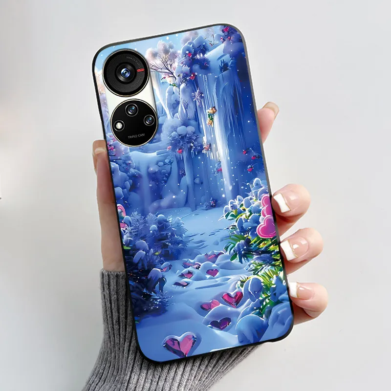Cute Cartoon Soft Silicone Protective Phone Case - Black