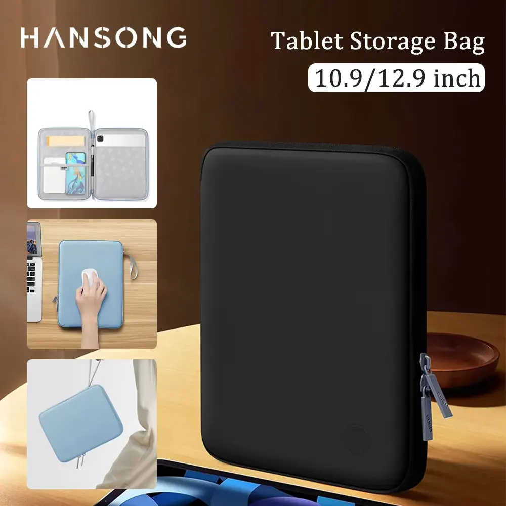 Multi-Pocket Shockproof Tablet Sleeve Bag and Handbag Case, 7.9-12.9 Inch