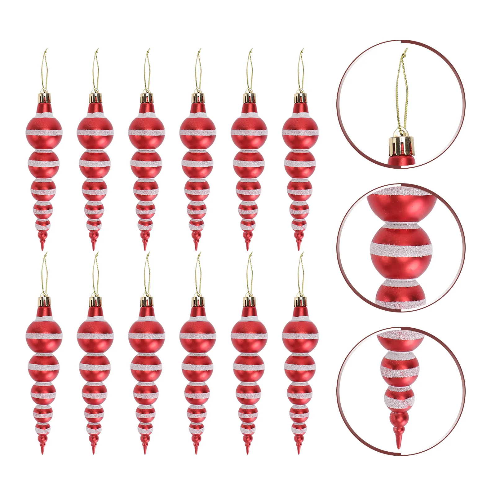

12pcs Christmas Ornament Gourd Shaped Christmas Tree Ornament Xmas Hanging Pendant Tags for Christmas Holiday Decoration Red