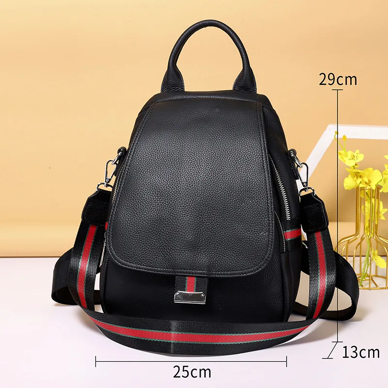 Fashion genuine leather women's backpack cowhide shoulder bag simple travel backpack casual student school bag for girls
