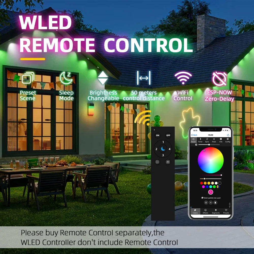 DOMRAEM WLED Digital Music LED Controller with Mic & Relay -ESP32 2CH 16A for WS281X/SK6812 (800ICS). Type-C & UART. Alexa/HA.