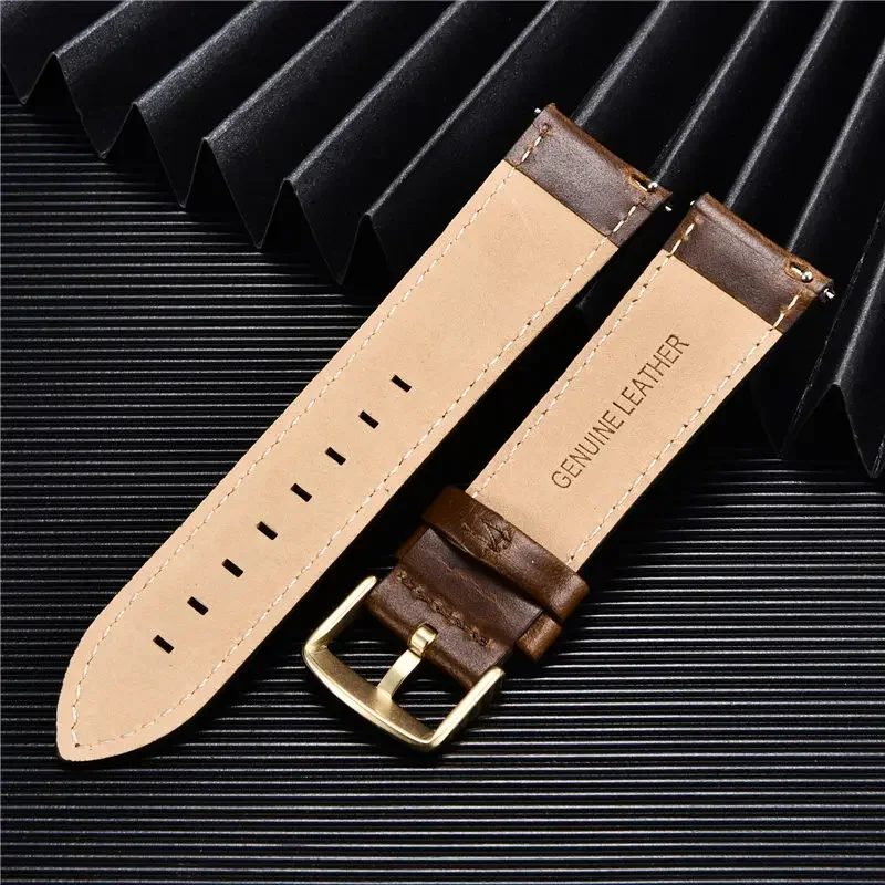 Elegant Leather Watchbands - Quick Release Business Strap Bracelet in Black and Brown