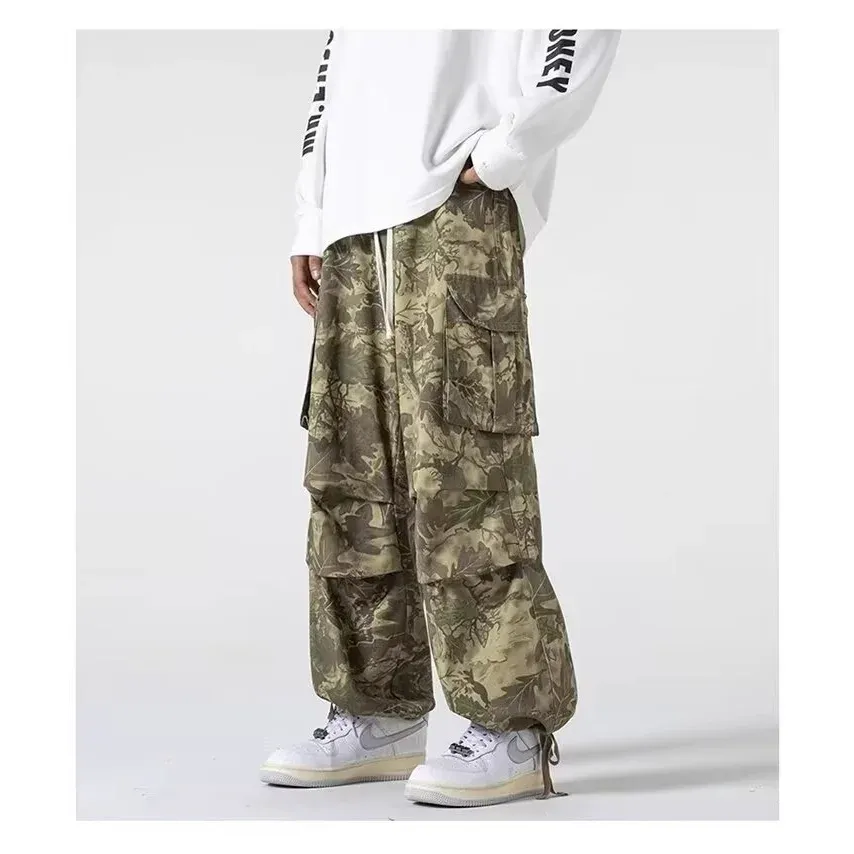 Camouflage Cargo Pants Men Loose-Fit Wide-Leg Straight-Leg Casual Trousers American Style Trendy Brand Spring Autumn Season