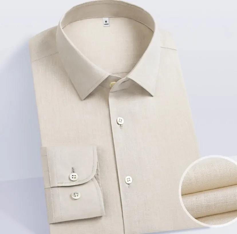 Luxury Linen Shirts For Men Latest Fashion Design Linen Imported From France Slim Fit Shirt Breathable Dress Shirts For Man