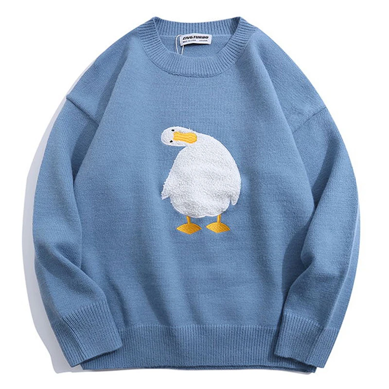 Oversize Harige Hoofd Gekanteld Eend Trui Mannen Harajuku Winter Gans Trui Vrouw Zwarte Gebreide Jumper Pull Homme|Truien| - AliExpress