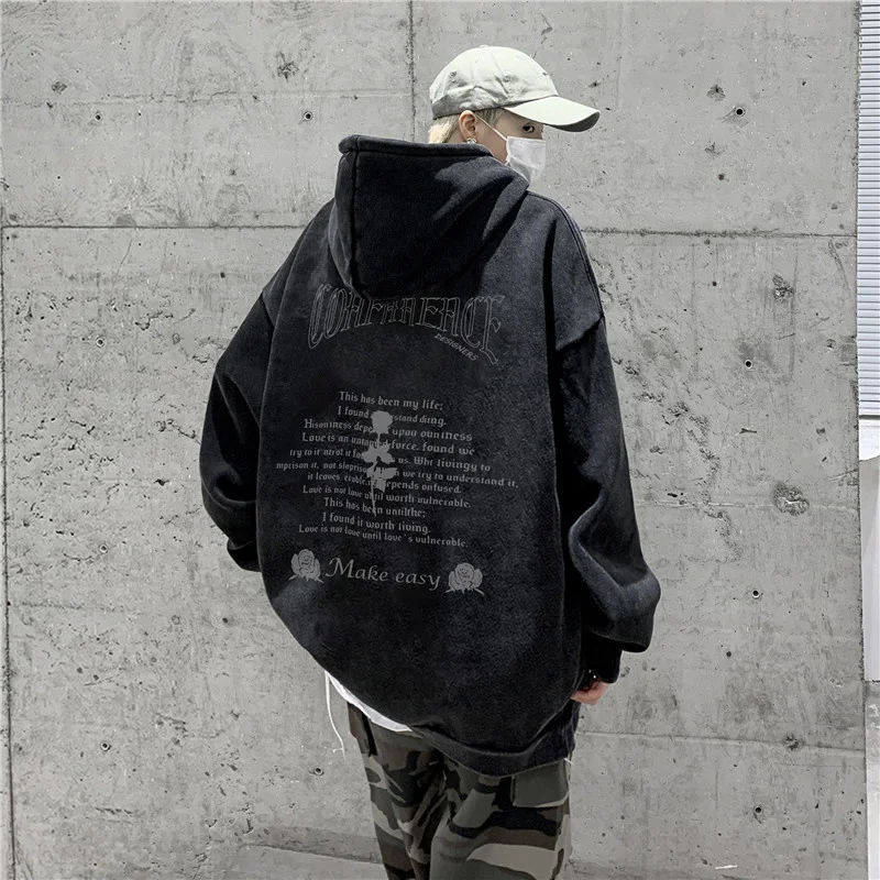 

NoEstaMal 2023 Streetwear Vintage Men Casual Hoodies Oversized Autumn Letter Graphic Male Sweatshirts Hip Hop Unisex Pullovers