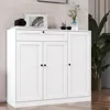 Shoe Storage Cabinet with 3 Doors, 5-Tier Shoe Cabinet with Drawer, 42" Tall Shoe Cabinet Storage with Adjustable Shelves, 1