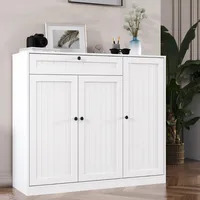 Shoe Storage Cabinet with 3 Doors, 5-Tier Shoe Cabinet with Drawer, 42" Tall Shoe Cabinet Storage with Adjustable Shelves, 1