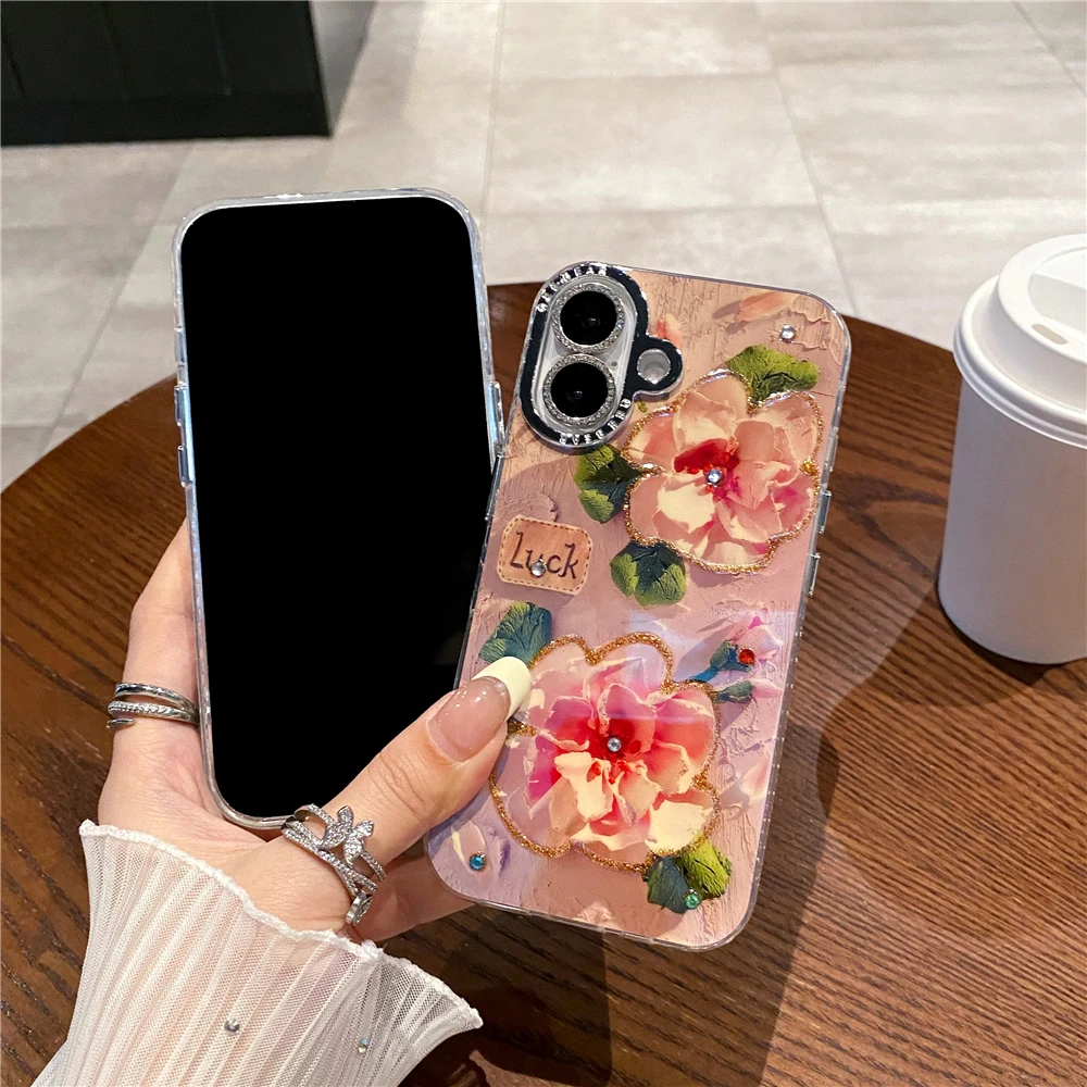 Colorful Blu-ray Diamond Flower Phone Case For Iphone Models_voghion.com