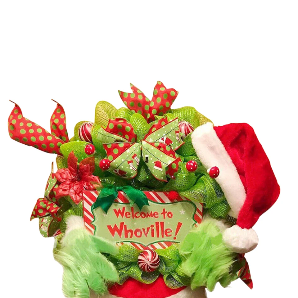Couronne De Noël Pour Porte D'entrée,Couronne De Noël Grinch