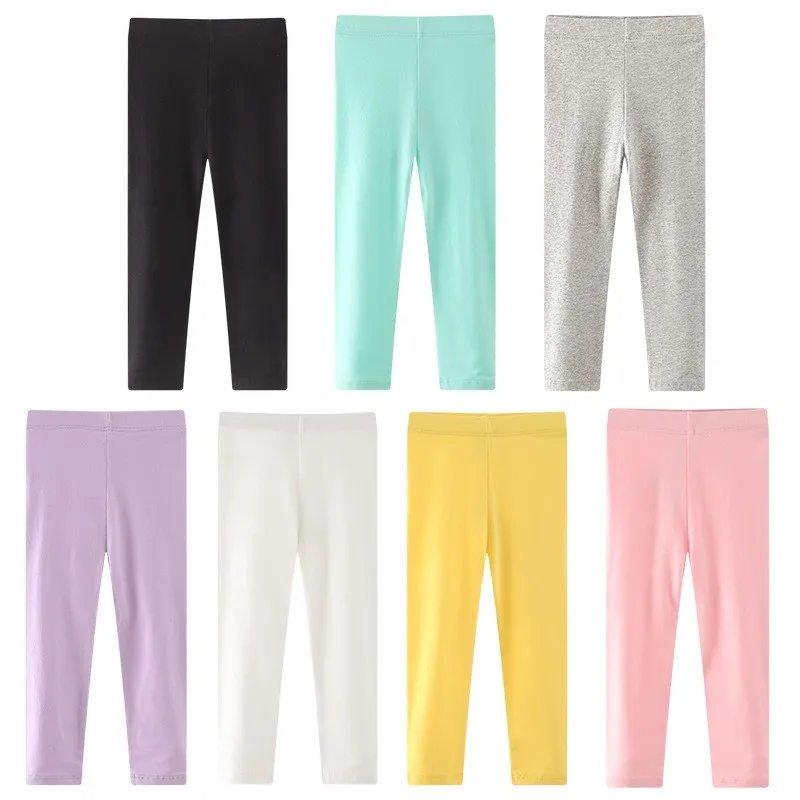 Spring Girls Leggings Cotton Trousers Kids Pants Girls Pants Solid Color Children Leggings Trousers 2-7T solid color pantyhose kids leggings