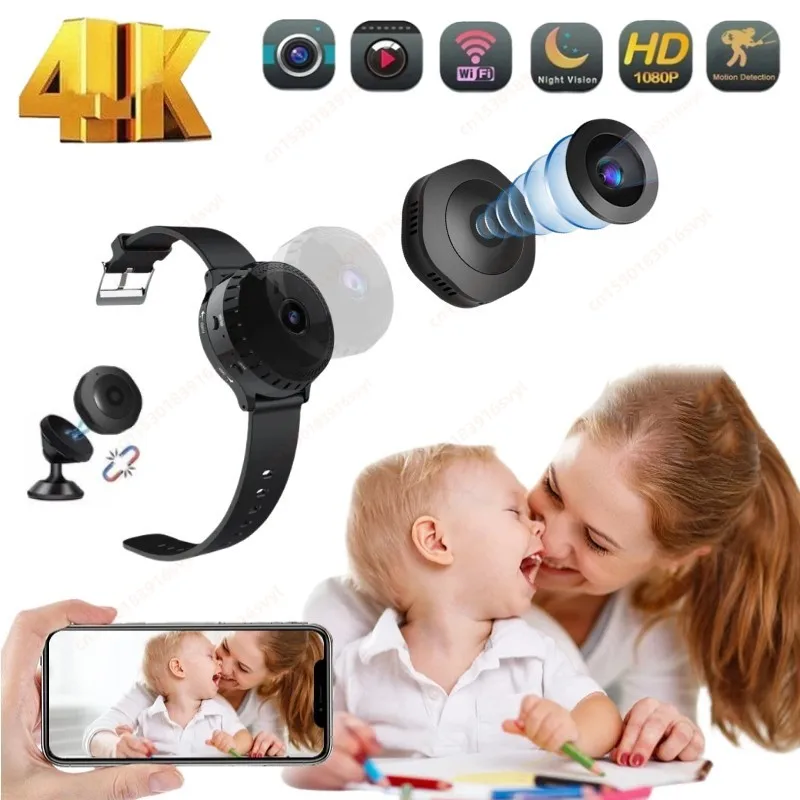 4K 1080p HD Mini Wifi Camera Invisible Espia Smart Home IP Remote Surveillance Portable Small Camcorder Night Vision Micro Cam