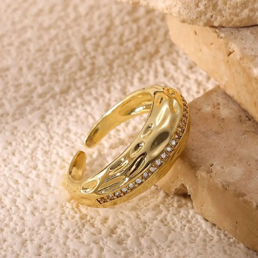Luxury Zircon Rings Gold Color Adjustable Ring