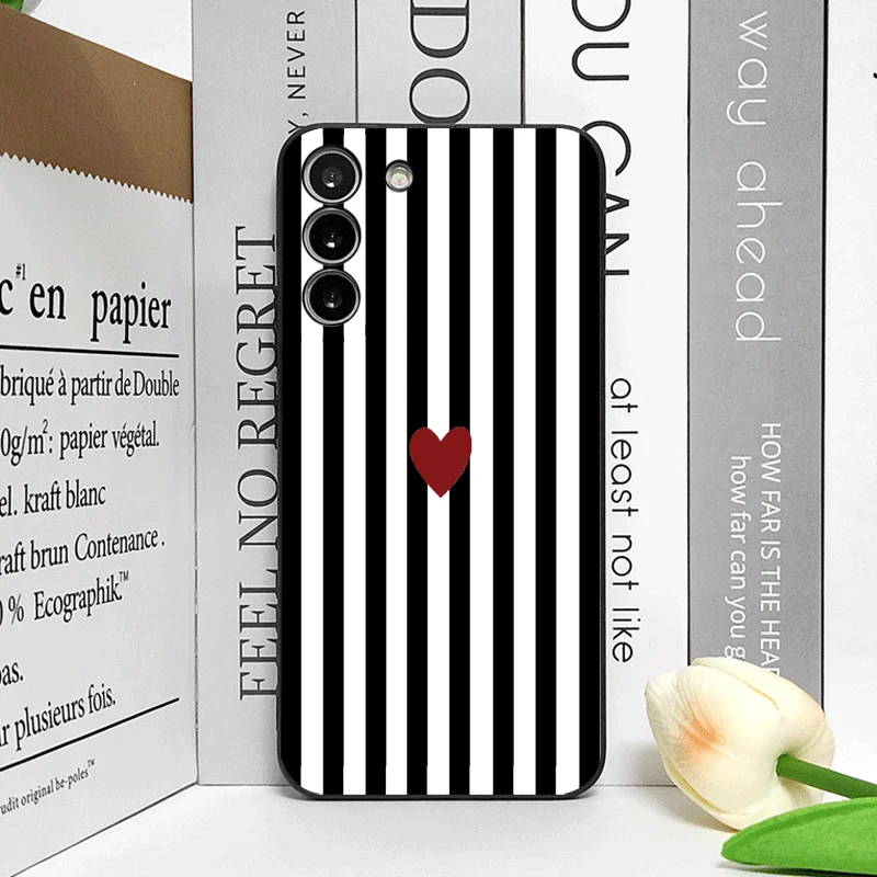 Cute Striped Heart Phone Case - Pink & Blue Soft Cover