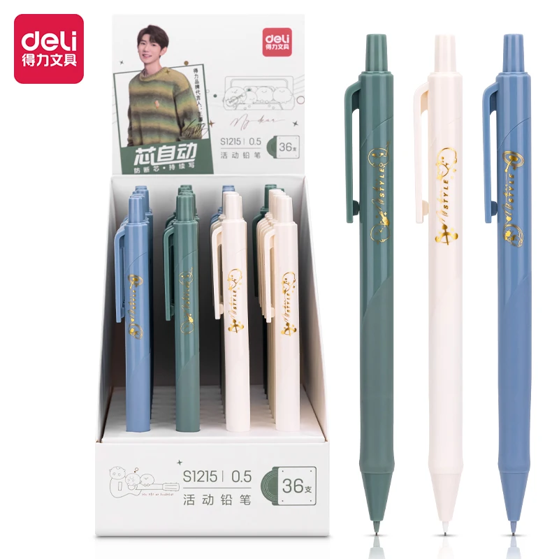 3pcs/6pcs Deli 0.5mm 0.7mm Mechanical Pencil Office Pen School Supplies Stationery For Writing Drawing Sketch Tools seamiart 3pcs white soft medium hard charcoal pencil for sketch carbon pen sketch art tools office school supplies pencils