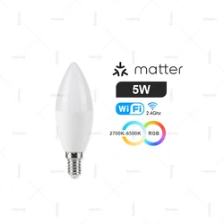 Smart LED Bulb with WiFi Control and RGBCW Dimmable Lighting - 1PCS Bulb (E14 5W)
