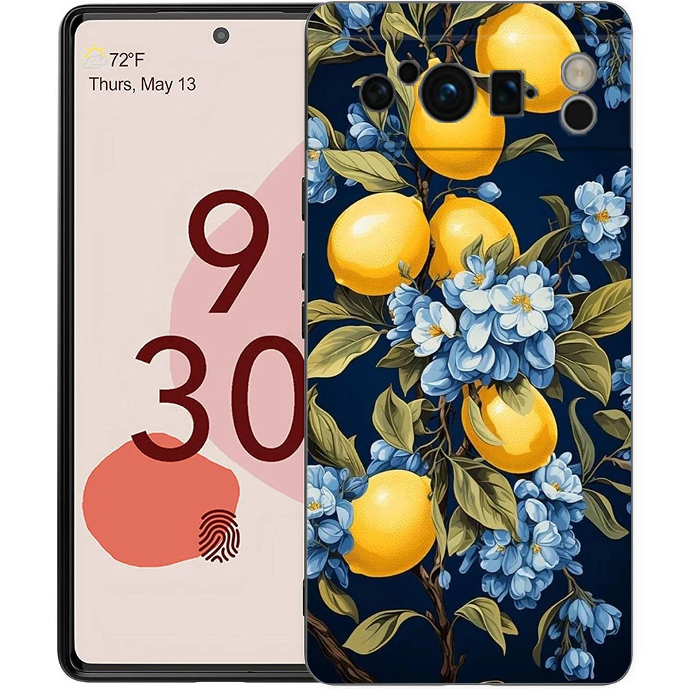 Vintage Lemon Design Shockproof Phone Case - Black Soft TPU Cover