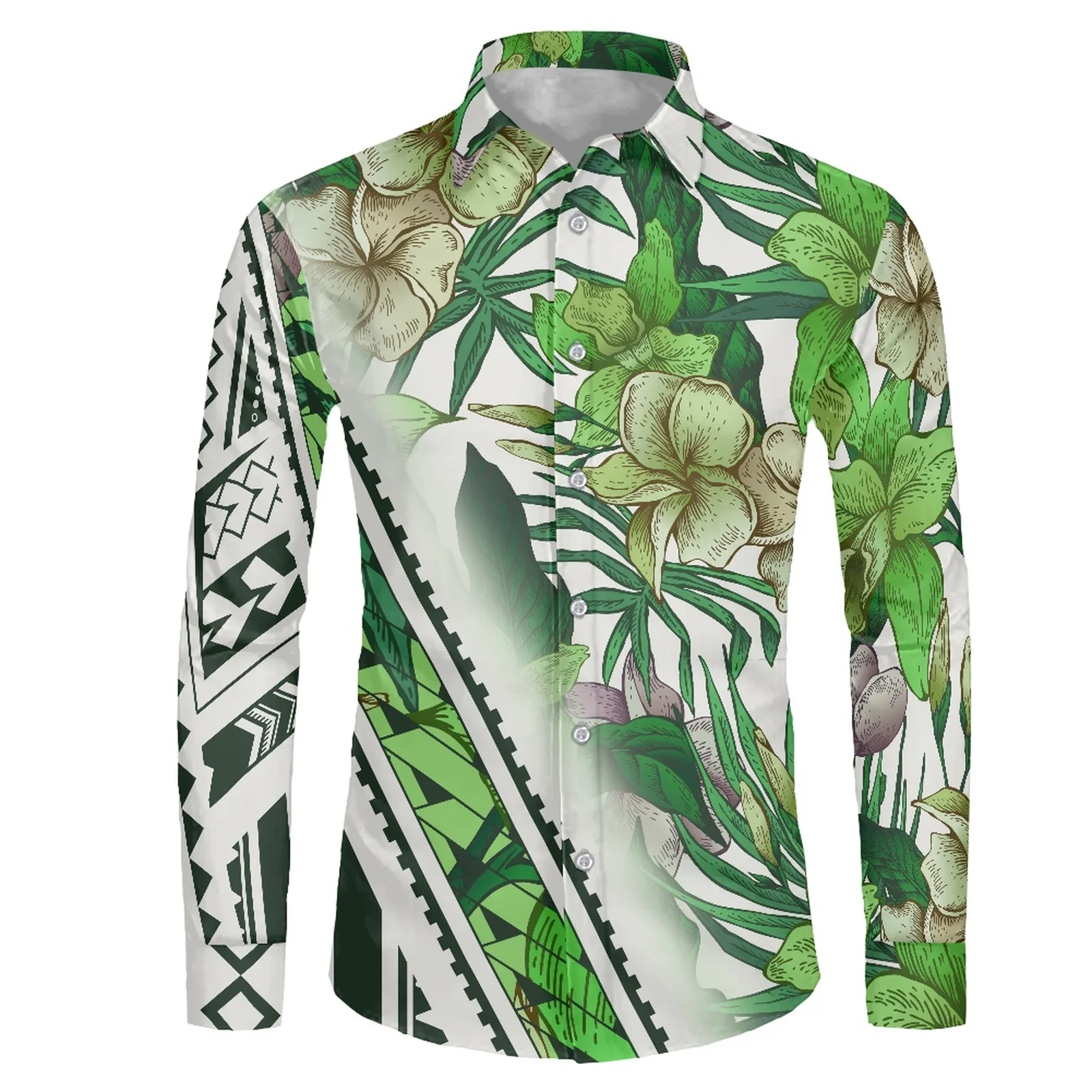 

Polynesian Tribal Guam Totem Tattoo Prints Shirts Long Sleeve Social Business Shirts for Men Autumn Fashion Shirts Free Shipping