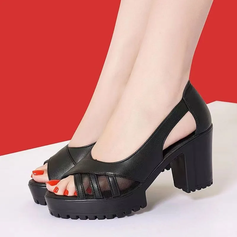 

Женские сандалии в стиле ретро, Босоножки с открытым носком, обувь для танцев на толстом каблуке, в римском стиле