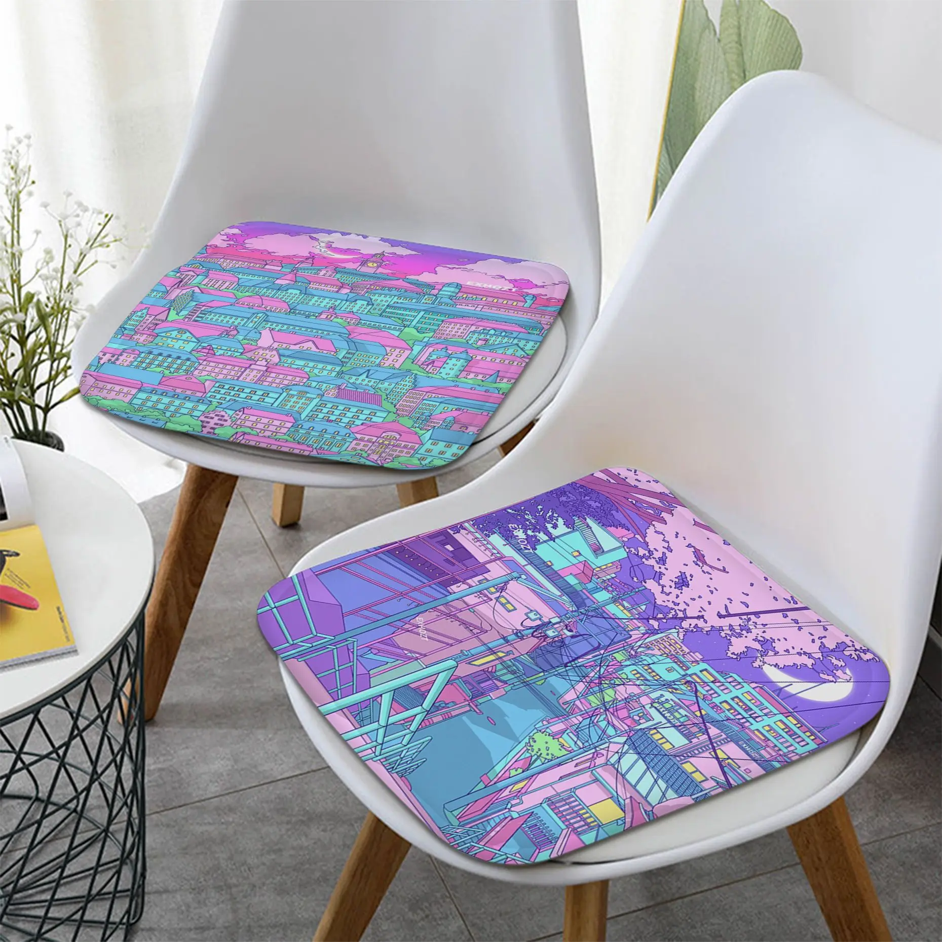 

Neon 80s Vaporwave Style Creative Chair Cushion Soft Office Car Seat Comfort Breathable 45x45cm Buttocks Pad