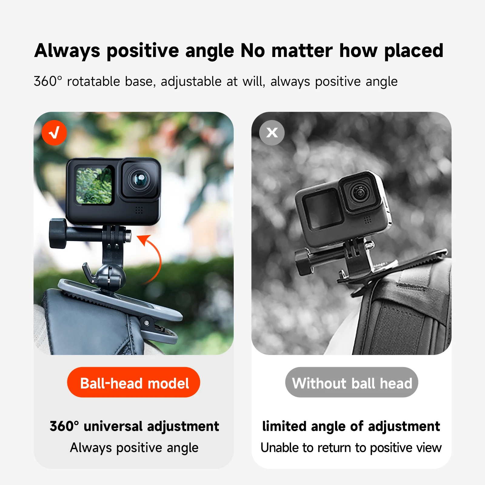 TELESIN 360 ° 회전 마그네틱 백팩 클립 클램프 마운트, 고프로 히어로 11 10 9 8 7 6 5 Insta360 DJI 액션 카메라 액세서리